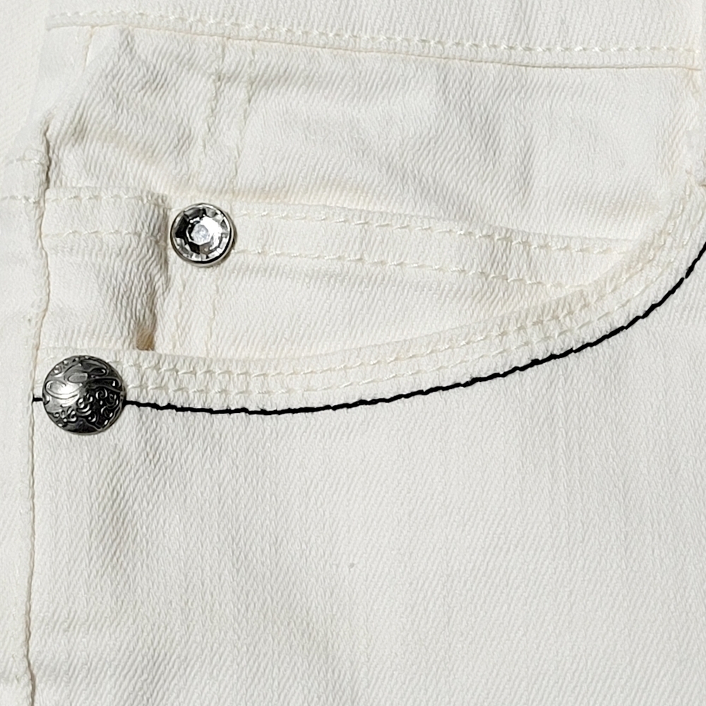 Style & Co. Premium Capris Jeans Soft White Embroidered & Rhinestones (14) - Picture 5 of 11